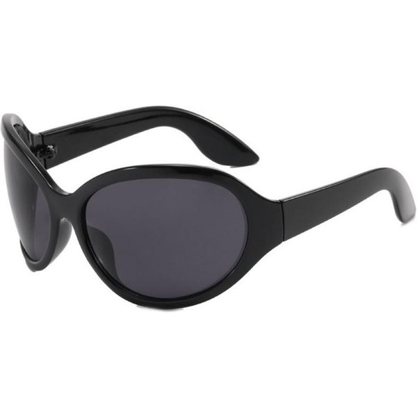 Moda Y2K Punk Gafas De Sol Gafas De ProteccióN ÚLtimas Para Mujeres Hombres Forma Ovalada Deportivas Gafas De Sol Para Mujer Montura Grande Gafas De Sol Negras UV400 Show As Picture Black-image