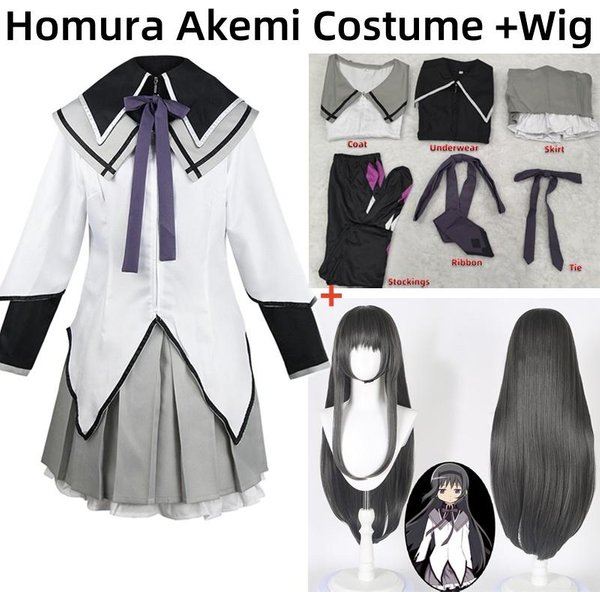 Puella Magi Madoka Magica Homura Akemi Disfraz De Cosplay Anime Madoka Magica Magi Disfraz Homuras Akemi Uniforme De Cosplay Vestido XXL Black-image