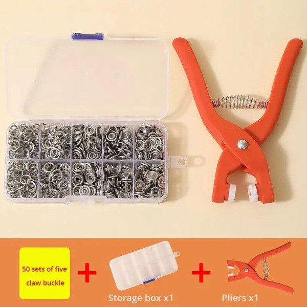Kit De Botones A PresióN Con Alicates De PresióN De Mano, 50 Uds. De Broches, Broches De Metal Para Coser, Broches De Costura Para Manualidades Diy, Sombreros De Ropa-image