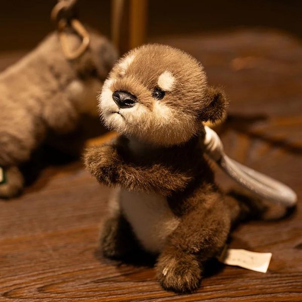 Lindo Llavero De Peluche De Nutria Colgante Realista De Animal Nutria Relleno Peluches Suaves Llavero Para DecoracióN De Bolso Regalos NiñA-image
