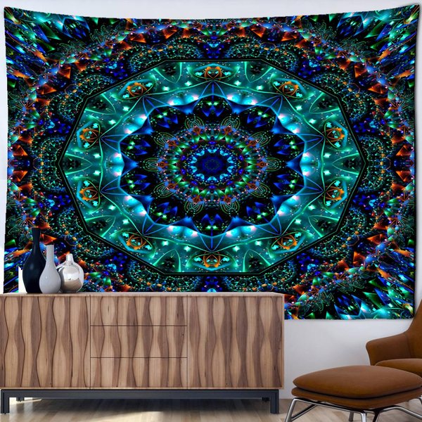 Indyjska Mandala Gobelin ŚCienny WisząCy Sztuka Boho Hippie Tapiz Czarostwo Sypialnia W Akademiku PokóJ WystróJ Domu 150X130Cm-image