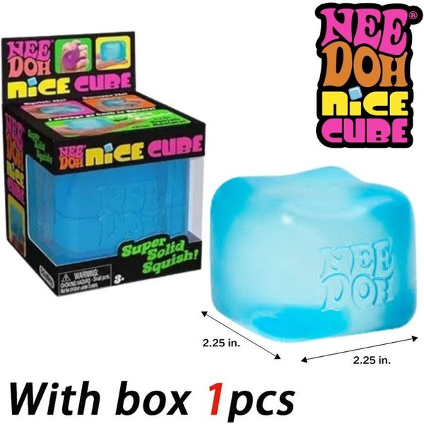 Schylling NeeDoh Kostka Sensoryczna Do Redukcji Stresu Dla Dzieci Z Adhd, Poprawy Koncentracji I Redukcji LęKu, Uniwersalny GadżEt Fidget, MięKki, Ugniatalny, Na Biurko Ice Cubes-image