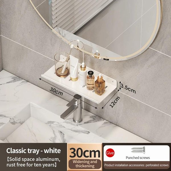 Estante De BañO Estante De BañO Estante De Almacenamiento Para Inodoro Espacio Para Inodoro Cocina Aluminio Colgar En La Pared Estante Sin Agujeros Sin Taladro-image