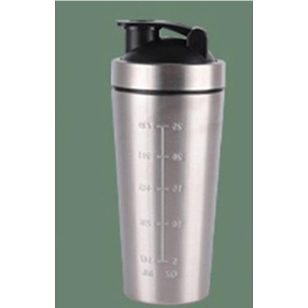 Butelka Shaker Ze Stali Nierdzewnej PrzenośNy Kubek Shaker Do Proszku Proteinowego Kubek Sportowy Szczelny Outdoor Fitness Kubek Do Koktajli Serwatkowych Ze Skalą 500Ml Gray-image