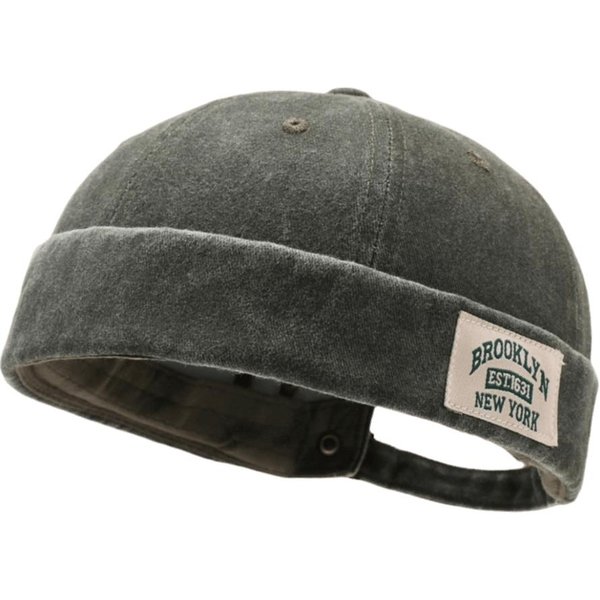 Modna Czapka Melonik Z Spranego Jeansu Jednokolorowa Czapka Beanie KopułOwa Bez Daszka Hip Hopowa Czapka Docker Wiosna Lato Gray-image