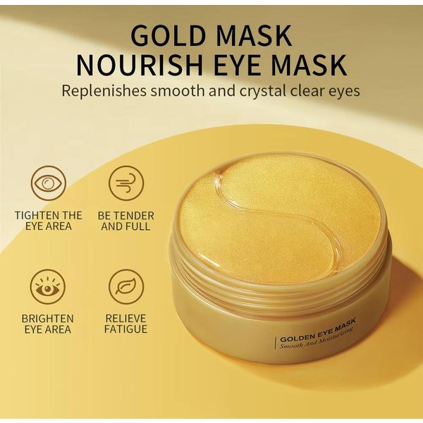 60 Piezas De Mascarilla De ColáGeno Dorado Con Aguacate Para Ojos, Antiojeras, Bolsas De Los Ojos, Parches Reafirmantes E Hidratantes, Productos Para El Cuidado De La Piel Oro-image