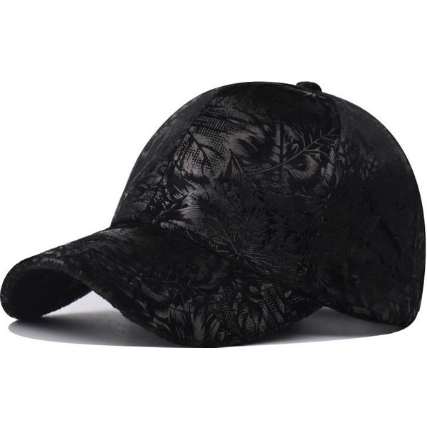 Gorra De BéIsbol Con Hojas, Gorra Con Visera Estampada, Sombrero Solar Neutro Para Exteriores Adjustable Black-image