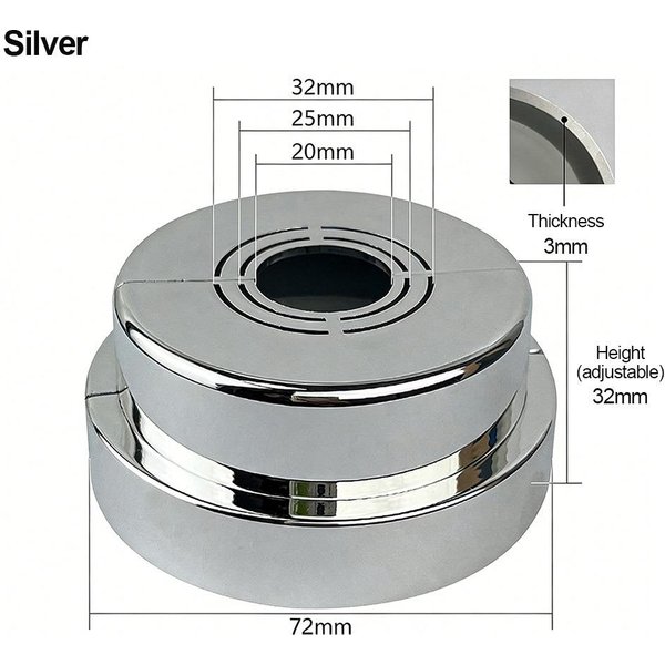 Cubierta Fija Para Grifo De Ducha Accesorios De Grifo Ajustables Cubierta Decorativa Para Grifo Ducha Plata-image