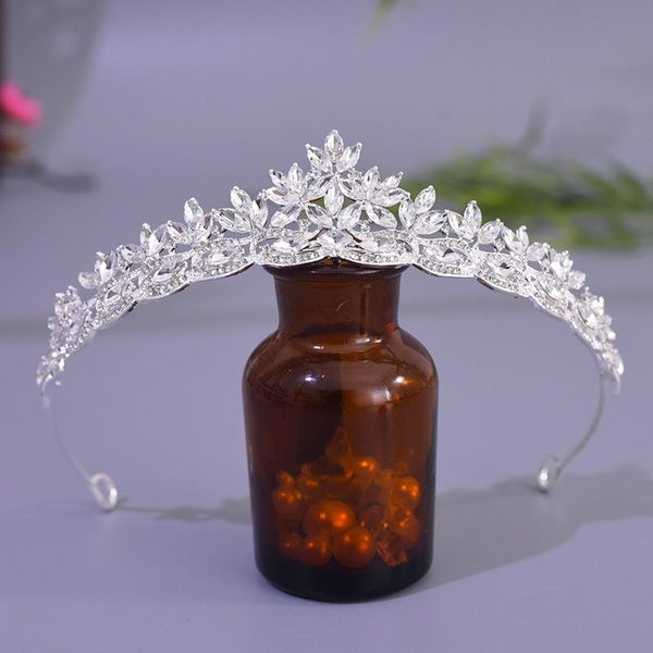 Nueva Corona Moda Hecho A Mano Corona De Cristal Accesorios De Boda Tiara Tiara De Boda Diadema De Princesa Gray-image
