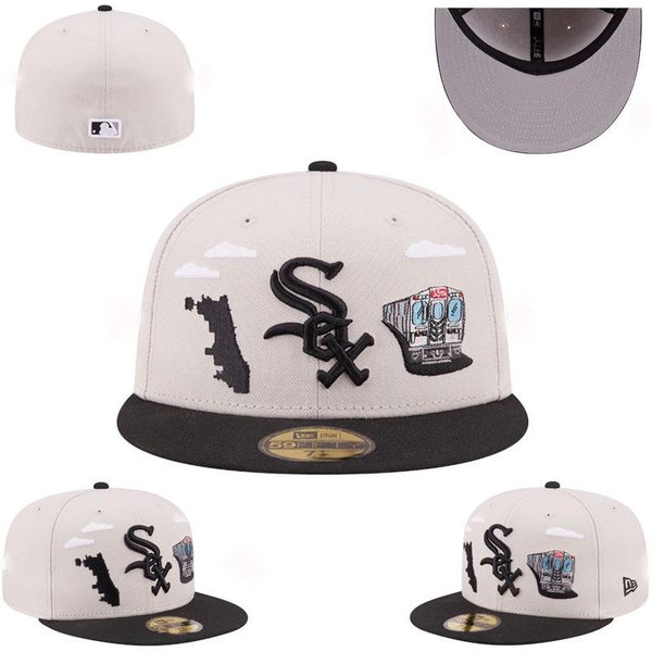 Gorra De BéIsbol De Ala Plana Bordada Chicago White Sox MLB Size 7 1/4 - 57.7Cm White-image