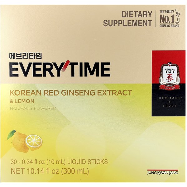 Ekstrakt Z KoreańSkiego Czerwonego żEń-Szenia, Everytime, Cytrynowy, PłYn W Saszetkach 30 Sztuk, 10 Ml (0.34 Fl Oz) KażDy-image