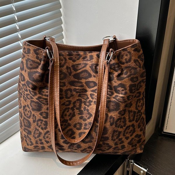 Torba O DużEj PojemnośCi Dla Kobiet Nowa Jesień I Zima Retro Panterka Jednoramienna Torba Crossbody Modna Torba Tote Do DojazdóW-image