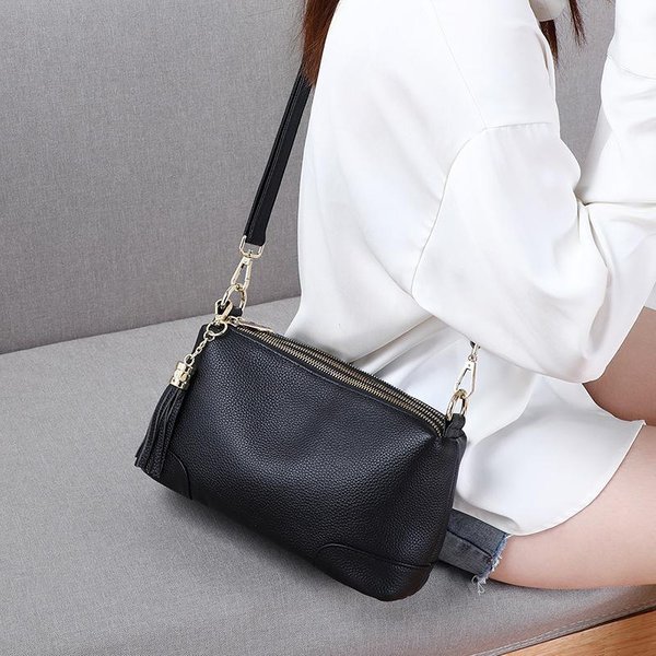 Bolso De Moda Nuevo Bolso De Mujer Cuero Genuino Bolso Para TeléFono MóVil Mini Bolso Bolso Bandolera De Un Hombro Moderno-image