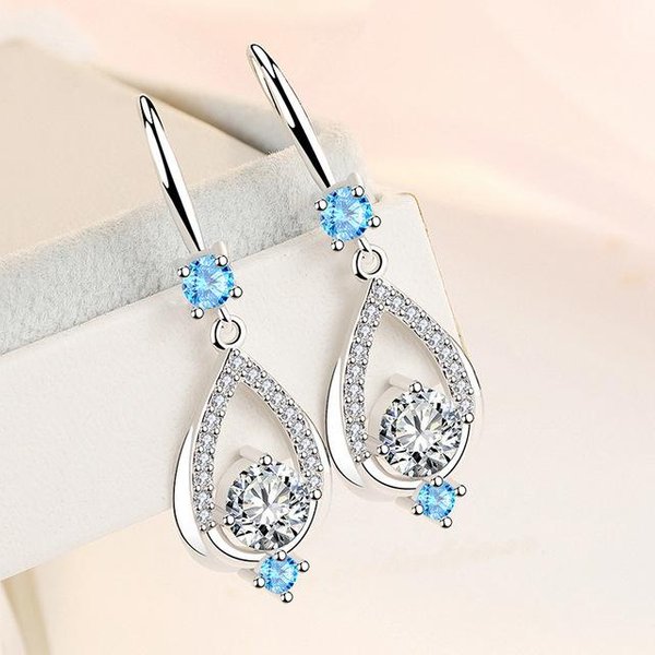 Pendiente De Plata De Ley 925 AutéNtica Con Circonita CúBica De 1 Quilate Para Mujer, JoyeríA Fina De Plata 925 Con Peridoto, Pendiente Colgante Orecchini Blanco-image