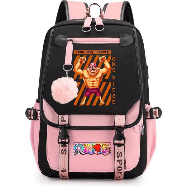 Mochila Estampada De Tony Tony Chopper De One Piece Para NiñAs Ligera Casual Bolsa Escolar Para NiñOs-image