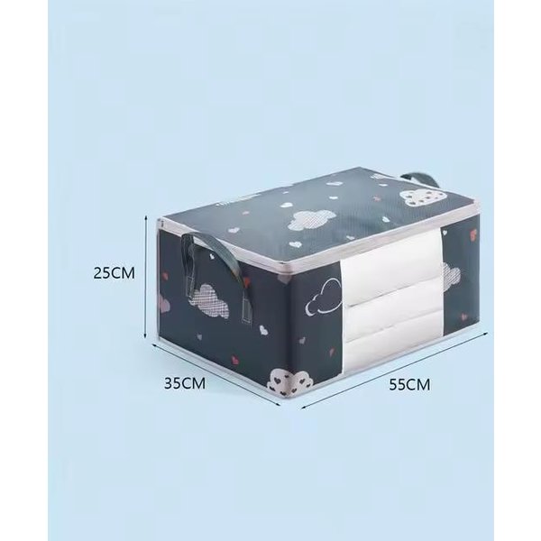 Organizador De Bolsa De Almacenamiento De Ropa De Gran Capacidad Con Asa Reforzada Adecuado Para Mantas Ropa De Cama Plegable Con Cremallera Robusta Azul Marino-image