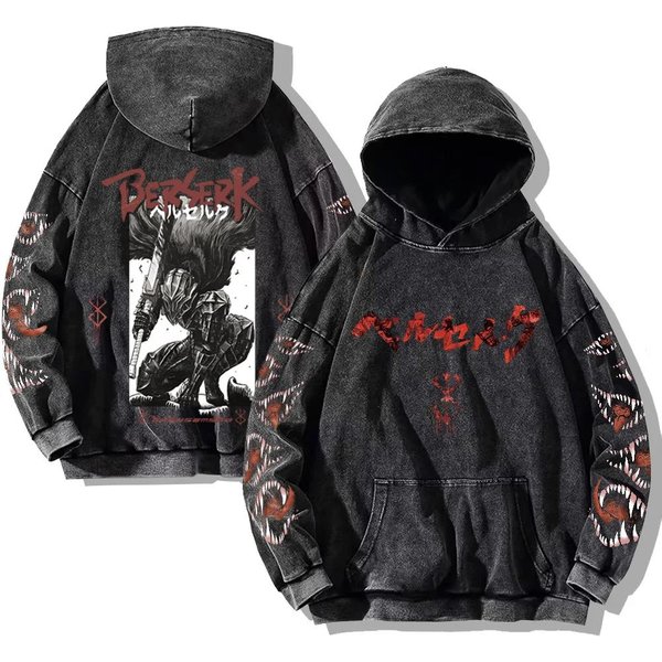 Berserk Odzież Anime Guts Fajny Nadruk Graficzny Bluza Z Kapturem MęSka Damska Oversize Bluzy BawełNiana Casualowa Bluza Harajuku Streetwear XL-image