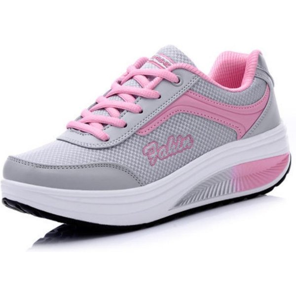 Zapatos De Plataforma Tonificadores Transpirables Para Mujer, Zapatillas De Deporte Con CuñA Para Adelgazar, Zapatillas De Deporte Con Suela Gruesa Para Correr 40 Pink-image