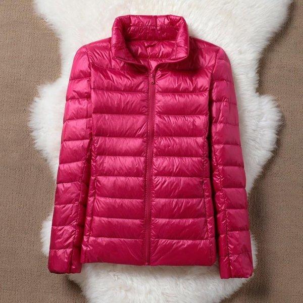 Elegancka, Cienka Kurtka Puchowa Damska, Lekka, Lekka, Outdoorowa, KróTka, Jesienno-Zimowa M Pink-image