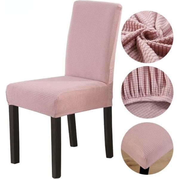 1 /2 /4 /6 -Uds. Fundas Para Sillas De Comedor De Jacquard, Fundas Suaves EláSticas Para Sillas, Funda Para Asiento De Silla, Lavable, ExtraíBle Para Comedor 1-Pcs Color Rosa-image