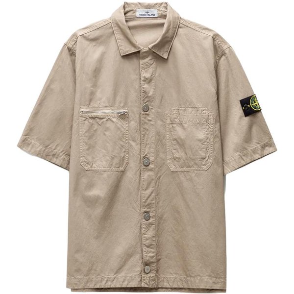 Stone Island SS23 Jednokolorowa Koszula Z KróTkim RęKawem Z Cupro MęSkie Koszule GołęBi Szary 781511429-V0092 Xl-image