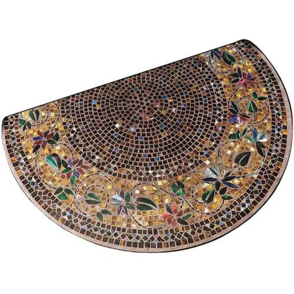PółOkrąGłA Wycieraczka AntypośLizgowa, Zmywalna, Wycieraczka Powitalna, Retro, Bohema, PółOkrąGłA Wycieraczka Do Domu 40*60Cm Black-image