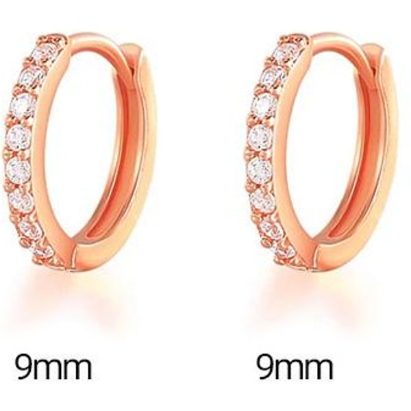 Huitan Pendientes De Aro Redondos Simples Y Elegantes Circonita CúBica Completa Para Mujer Pendientes Minimalistas Regalo Anillo De Oreja Cool JoyeríA De DeclaracióN Beige-image