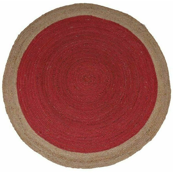 Jutowy OkrąGłY Dywan Naturalny RęCznie Robiony Dywan Do Dowolnej Przestrzeni WygląD Rustykalny Dekor Do Dowolnej Przestrzeni 60 Cm X 60 Cm(2X2Feet) BeżOwy/Czerwony-image