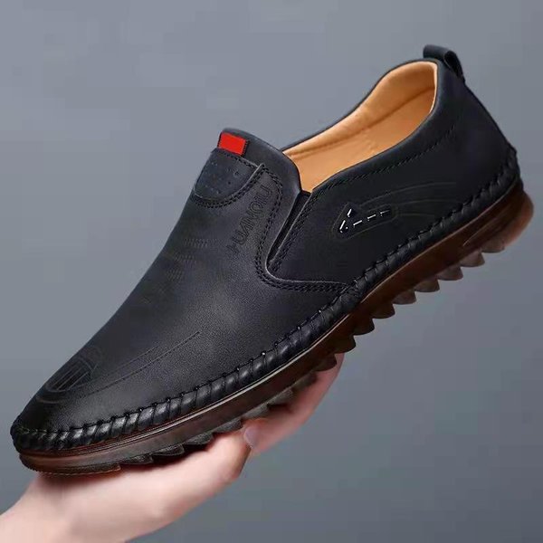 MęSkie Modne MięKkie SkóRzane Casualowe SkóRzane Buty Odporne Na ZużYcie Buty Typu Bean MęSkie Buty 41 Black-image