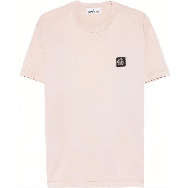 Stone Island SS25 Koszulka MęSka Z Haftowanym Logo, Wygodna, Prosta, Z KróTkim RęKawem I OkrąGłYm Dekoltem K1S1521000-39S0013-V0082 M White-image