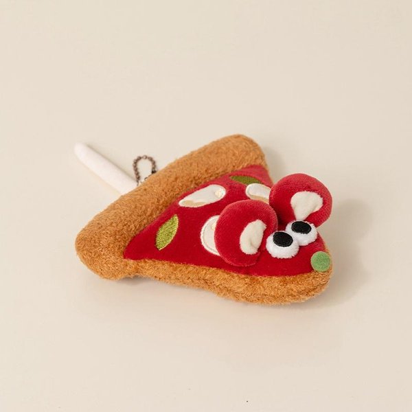 14 Cm Creativo RatóN Pizza Peluche Colgante Relleno Kawaii Dibujos Animados Animal Peluche Llavero Con Una Cadena DecoracióN Para Bolso Regalo-image