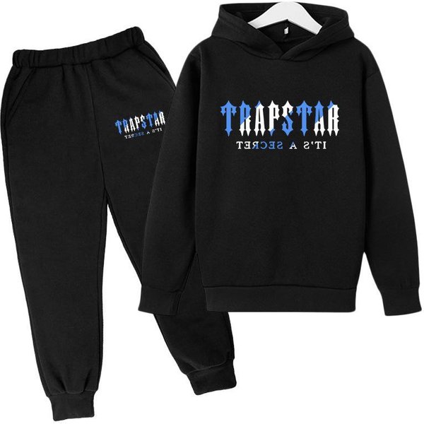 Conjunto De CháNdal Negro Con Estampado De Letras Para NiñOs, Sudadera Con Capucha Y Pantalones Deportivos Para NiñOs, Conjunto De 2 Piezas, Ropa Deportiva Informal Para OtoñO E Invierno 120Cm-image