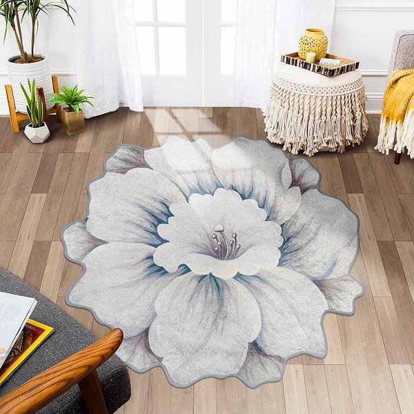 OkrąGłY Dywan W KształCie Kwiatu Dywan Do Salonu Sypialni Dywanik PrzyłóżKowy AntypośLizgowy Mata Pod Drzwi Do Przedpokoju 120*120CM-image