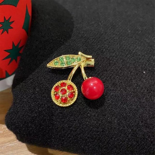 Precioso Broche De Cereza, Broche De Alta Gama Para Damas, Broche Antideslumbrante Con Diamantes De ImitacióN Y Broche Que Gotea Aceite-image