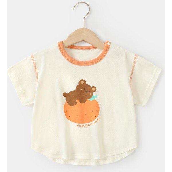 Ubranka Dla NiemowląT Casual Koszulki Z KróTkim RęKawem Ubranka Letnie ChłOpcy Dziewczynki Dzieci Dzieci Lato Bluzki Z KróTkim RęKawem 120Cm Beige-image