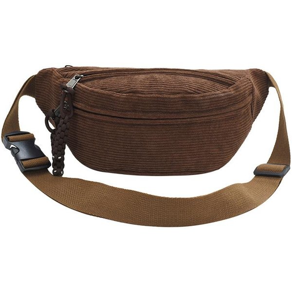 Codzienne Corduroyowe Torby Na Pasek Dla Kobiet Modna Saszetka Biodrowa Damska Bananowa Torba Na Talia Hip Purse Torba Na Ramię Crossbody Torba Na Klatkę Piersiową Kieszeń Black-image