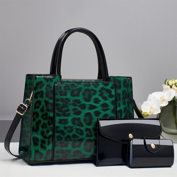 Nueva Bolsa De Mamá De Alto Nivel De Apariencia Con Empalme De Estampado De Leopardo Tres Juegos De Moda Gran Capacidad Bolso De Hombro ÚNico Todo Bolso Bandolera . Black-image