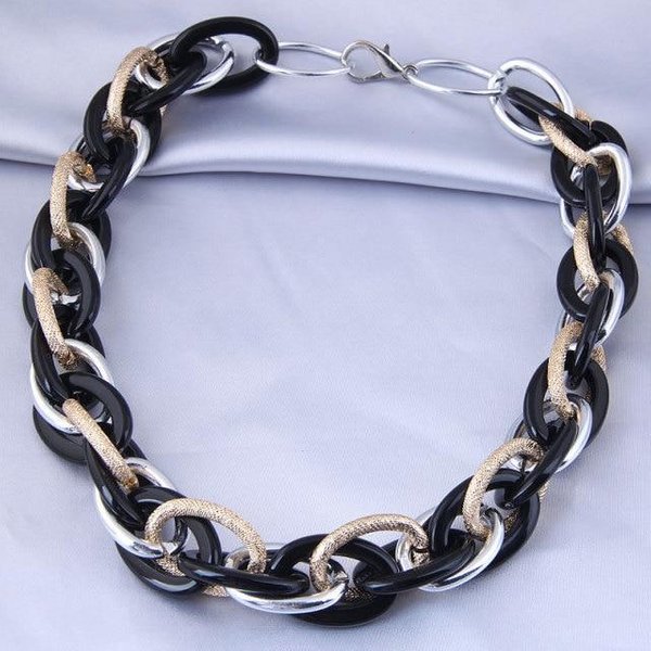 Wysokiej JakośCi Punk Lock Choker Naszyjnik Wisiorek Kobiety KołNierz OśWiadczenie Marka ZłOty Kolor Masywny Gruby łAńCuszek Naszyjnik Steampunk MężCzyźNi Gray-image