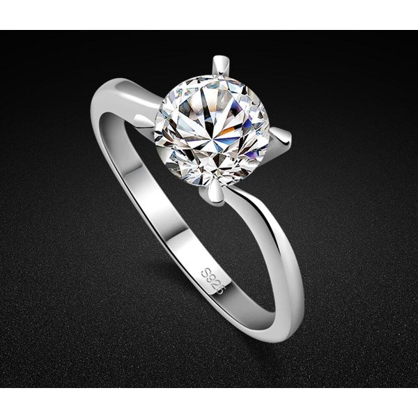 Anillo CláSico De Alta Calidad Para Mujer De Plata De Ley 925 Anillo De Circonita CúBica Aaaaa Anillo De Boda JoyeríA Regalo Caja De Regalo Gratis 6 Black-image