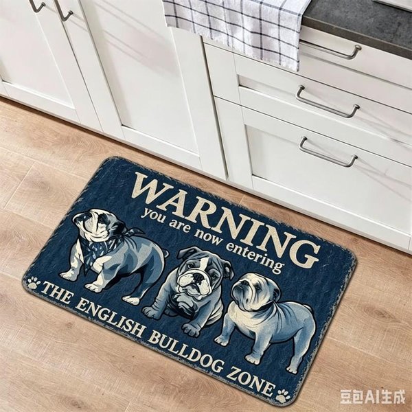 Buldog Angielski Witaj Wycieraczka Zabawny Slogan Ostrzegawczy Pies Mata PodłOgowa Uroczy Szczeniak Grafika Dywanik WejśCiowy Dekoracja Dla MiłOśNikóW PsóW 40X60Cm-image