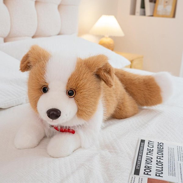 MuñEco Perro Cachorro Border Collie Relleno 40/50Cm Juguete De Peluche Relleno Perro Cachorro Border Collie Negro Café Gris MarróN Animal De Peluche Regalo De CumpleañOs 40Cm-image