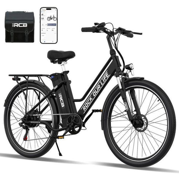 Rower Elektryczny - RCB - RK8S - Silnik 250W - Bateria 36V 10,4Ah (50 Km) - KołA 26 Cali Czarny-image