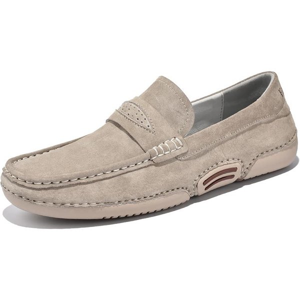 Plus Rozmiar Oryginalne SkóRzane Buty MęSkie Mokasyny Krowa Zamszowe Buty Na Co Dzień MęSkie Wygodne Mokasyny MęSkie Buty Na PłAskim Obcasie 46 Beige-image