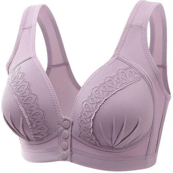Biustonosz Zapinany Z Przodu Dla Kobiet Biustonosze Push-Up Bezszwowe Biustonosz Bez Fiszbin DużY Rozmiar Bralette Seksowna Bielizna 38 Fioletowy-image