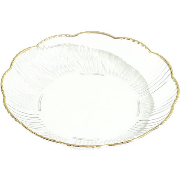 Plato De Fruta Plato De Ensalada Plato De Fruta Irrompible Transparente Plato De Fruta Con Borde Dorado Bandeja Apilable Para Servir Para Ensaladas Postres Cenas-image