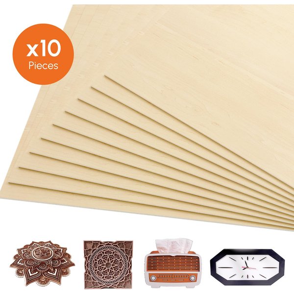 Algolaser 10 Piezas De Placas De Madera Contrachapada De 30 X 30 Cm, LáMinas De Madera De Tilo De 11,8 X 11,8 Pulgadas, Tablero De Madera Cuadrado Sin Terminar 0-image