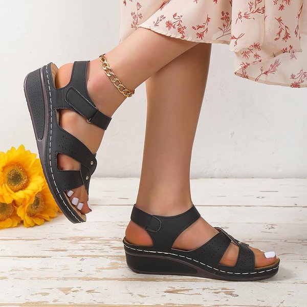 Sandalias Para Mujer Nuevas Sandalias De TacóN Sandalias De TacóN De CuñA Zapatos De Verano Para Mujer Zapatos De CuñA Con Plataforma 41-image