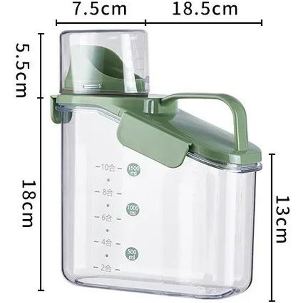 Tanque De Almacenamiento De Granos 1500ML Caja De Almacenamiento De Cereales Con Taza Medidora Tarro Sellado Para Alimentos Frijoles Granos Botella De Almacenamiento Dispensador De Cocina-image