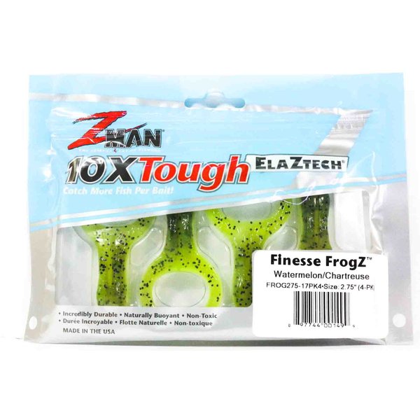 Zman PrzynęTa MięKka Finesse Frogz 2,75 Cala 4 Szt./Opak. Arbuzowo-Chartreuse (1499)-image