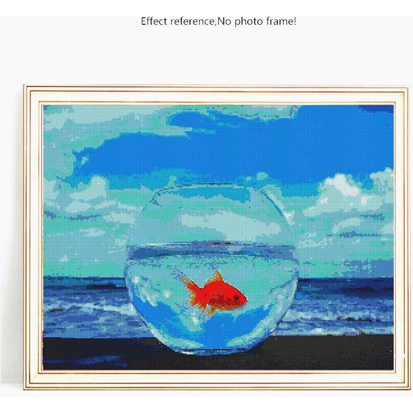 Pintura De Diamantes 5D Diy, Bordado De Peces Y Mar, ImáGenes Redondas Completas De Diamantes De ImitacióN 20X30-image